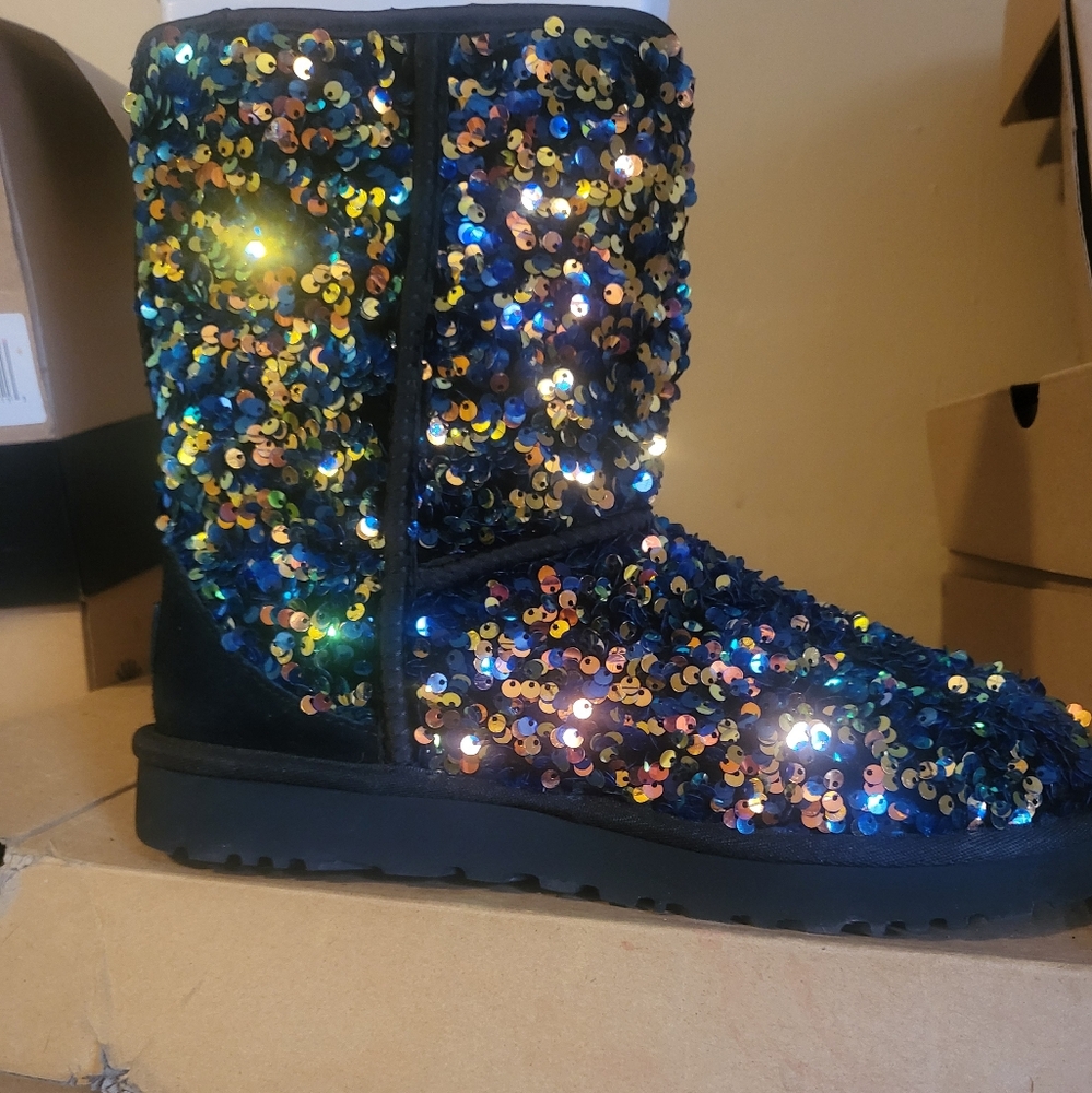 Sequin Embellished Boots Womens Sz 8